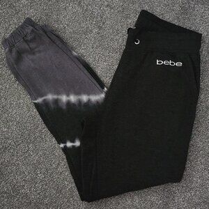 BEBE SPORT dark gray SWEATPANTS tie-dye WHITE light gray POCKETS